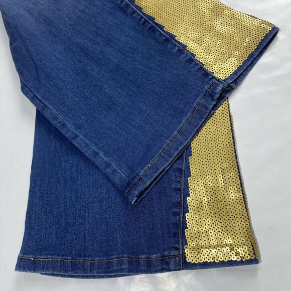 Midnight Velvet Bootcut Flare Jeans 22W Hi-Rise Denim Gold Sequins Plus Size NEW - Picture 10 of 12